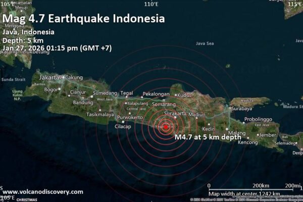 Moderate 4.7 quake hits near Yogyakarta, Kota Yogyakarta, Daerah Istimewa Yogyakarta, Indonesia